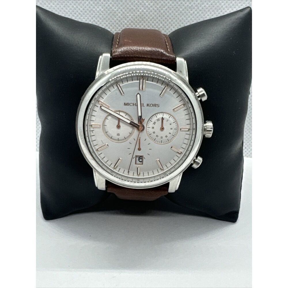 Michael Kors Landaulet MK8372 Mens Brown Leather Analog Dial Quartz Watch JNA780